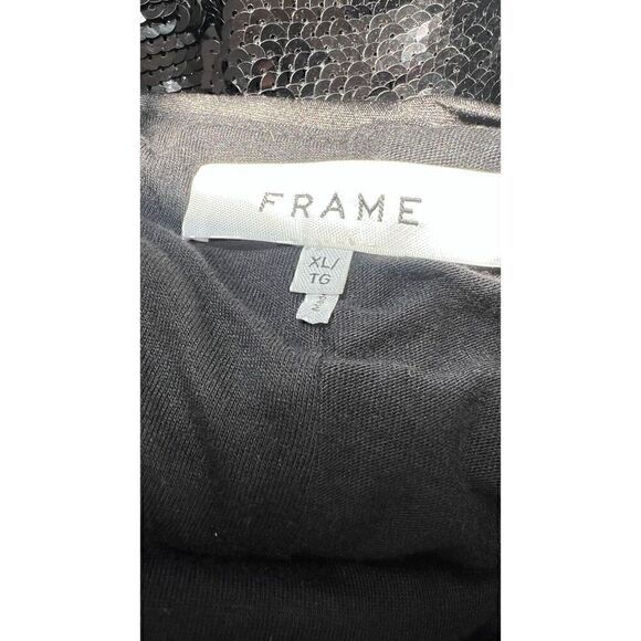 FRAME Mini Dress Women's XL Black Sequined Lined Cotton Long Sleeve Backless - Picture 4 of 9